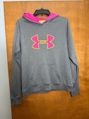 Under Armour Gray Hoodie with Pink & Neon Yellow Logo